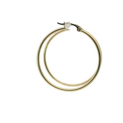 14KT Gold Earrings Hoops Plain 1.5 Inch Hollow Tube 2mm