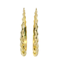 14KT Gold Earrings Crimped Oval Hoops 2.5 Inch Hollow Tube 7mm