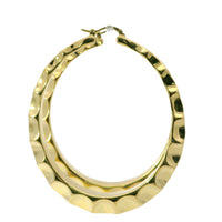 14KT Gold Earrings Crimped Oval Hoops 2.5 Inch Hollow Tube 7mm
