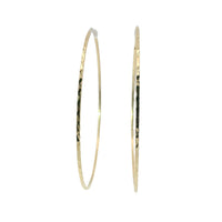 14KT Gold Earrings Flat Diamond Cut Hoops 2.5 Inch 1mm