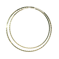 14KT Gold Earrings Flat Diamond Cut Hoops 2.5 Inch 1mm