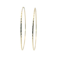 14KT Gold Earrings Flat Diamond Cut Hoops 2.5 Inch 1mm