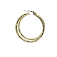 14KT Gold Earrings Hoops Diamond Cut 1.75 Inch Hollow Tube 3mm