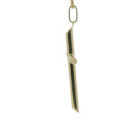 14KT Gold Charm Extra Large Plain Hollow Tube Slant Ends Cross with Plain Oval Bell