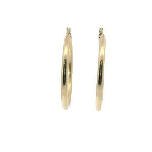 14KT Gold Earrings Hoops Plain 1.5 Inch Hollow Tube 3mm