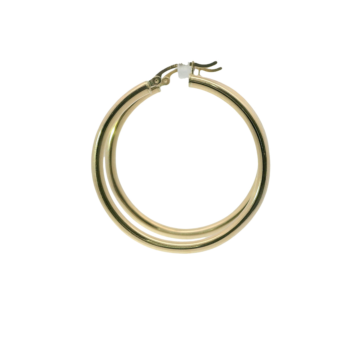 14KT Gold Earrings Hoops Plain 1.5 Inch Hollow Tube 3mm