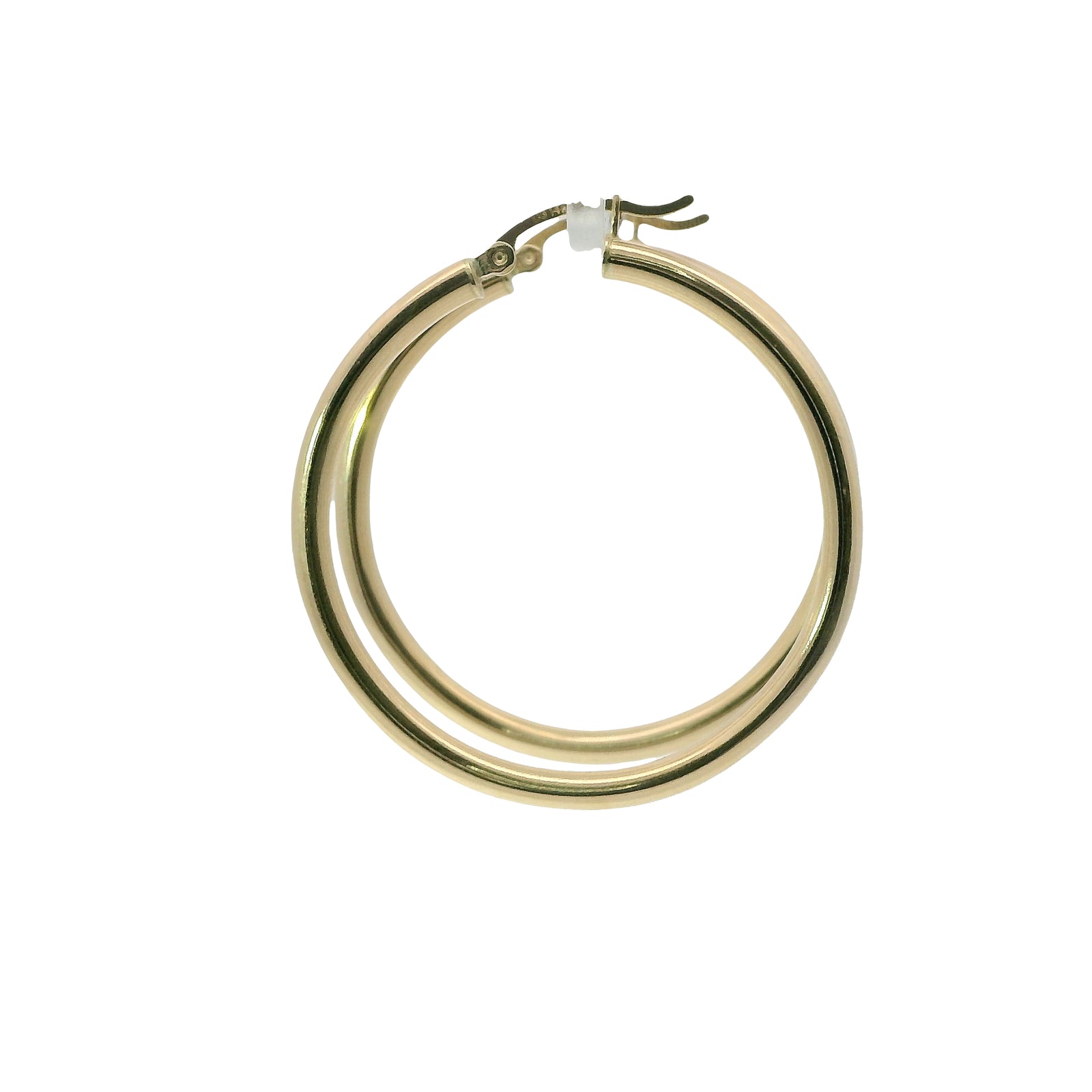 14KT Gold Earrings Hoops Plain 1.5 Inch Hollow Tube 3mm