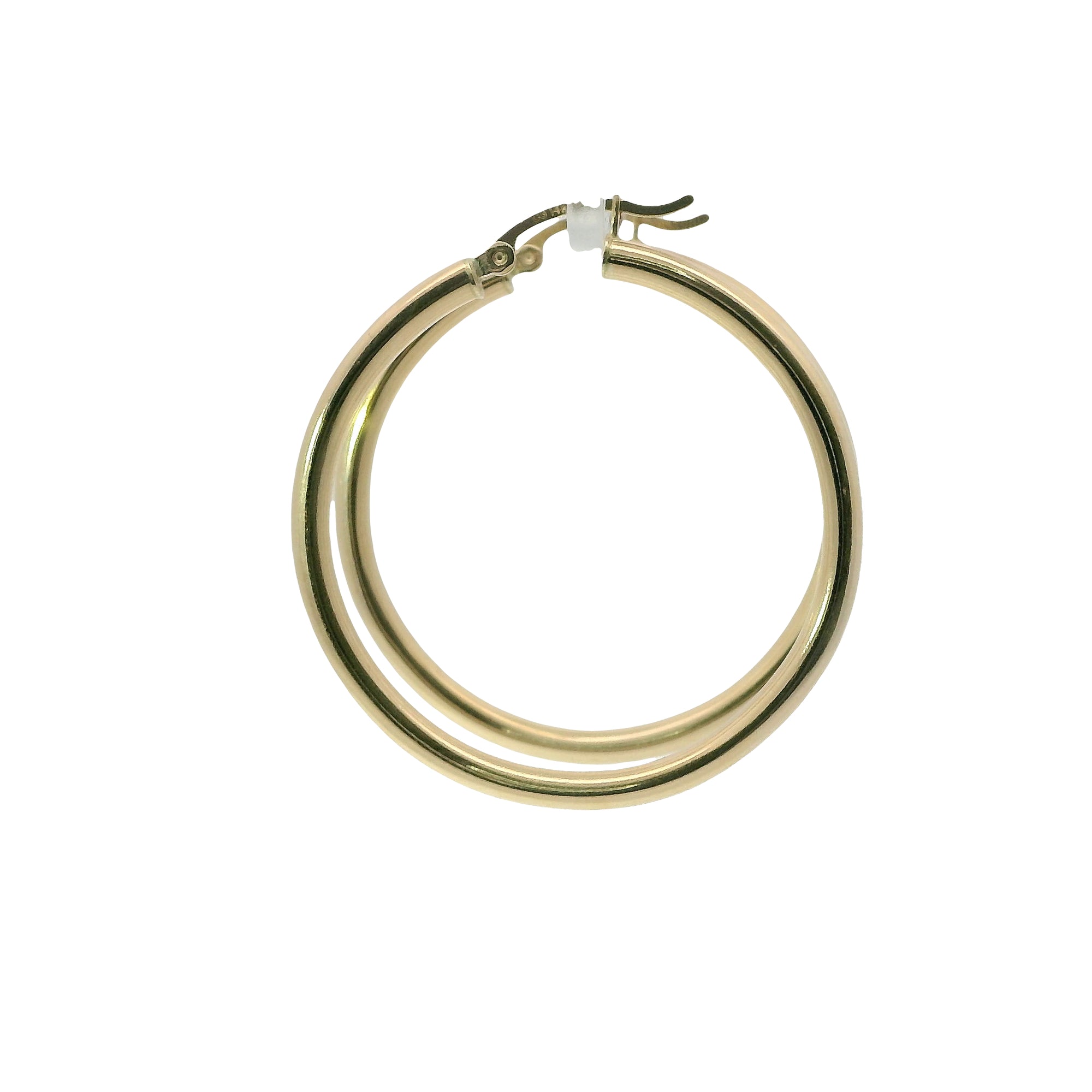 14KT Gold Earrings Hoops Plain 1.5 Inch Hollow Tube 3mm