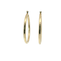 14KT Gold Earrings Hoops Plain 1.5 Inch Hollow Tube 3mm
