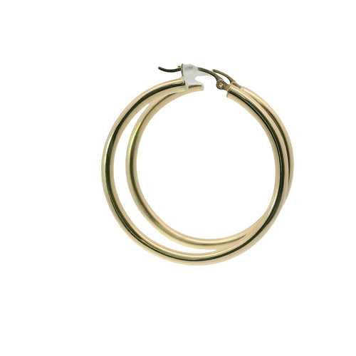 14KT Gold Earrings Hoops Plain 1.5 Inch Hollow Tube 3mm