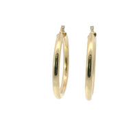 14KT Gold Earrings Hoops Plain 1.5 Inch Hollow Tube 4mm