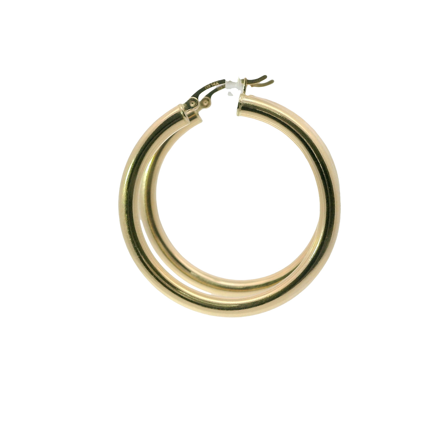 14KT Gold Earrings Hoops Plain 1.5 Inch Hollow Tube 4mm