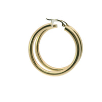 14KT Gold Earrings Hoops Plain 1.5 Inch Hollow Tube 4mm