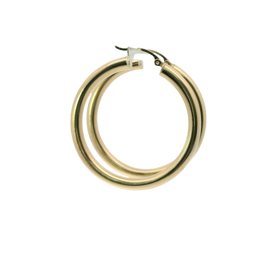 14KT Gold Earrings Hoops Plain 1.5 Inch Hollow Tube 4mm