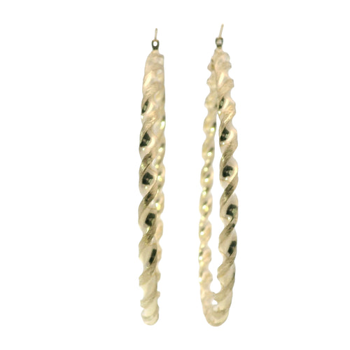 14KT Gold Earrings Hoops Twisted 1.75 Inch Hollow Tube 3mm