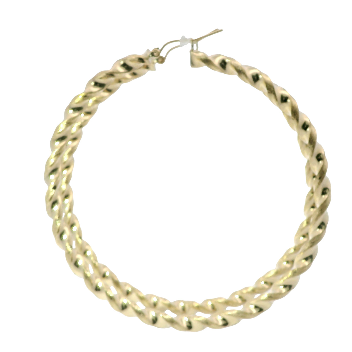 14KT Gold Earrings Hoops Twisted 2.75 Inch Hollow Tube 3mm