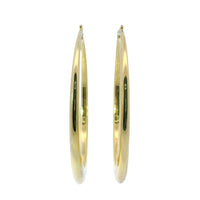 14KT Gold Earrings Plain Oval Hoops 2.5 Inch Hollow Tube 5mm