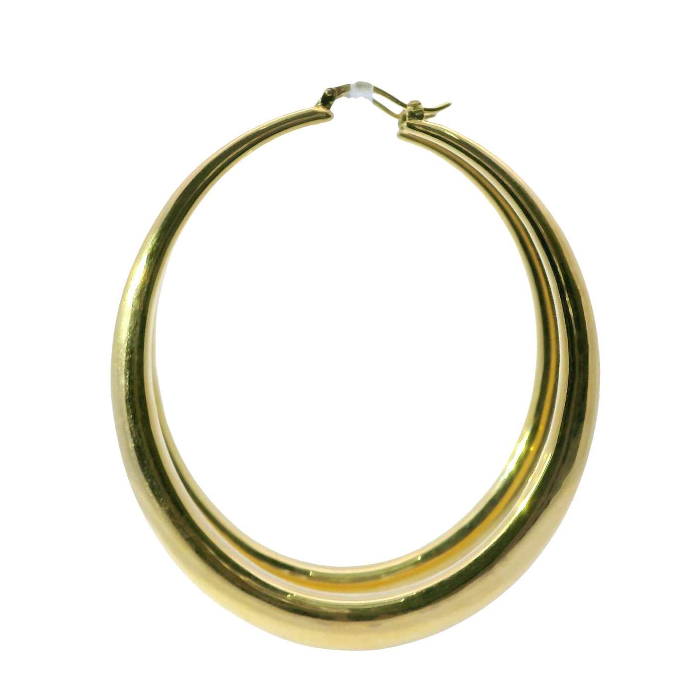 14KT Gold Earrings Plain Oval Hoops 2.5 Inch Hollow Tube 5mm