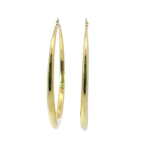 14KT Gold Earrings Plain Oval Hoops 2.5 Inch Hollow Tube 5mm