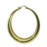 14KT Gold Earrings Plain Oval Hoops 2.5 Inch Hollow Tube 5mm