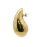 14KT Gold Earrings Extra Large Plain Puff Tear Drop with Push Back Post and Butterfly Backs