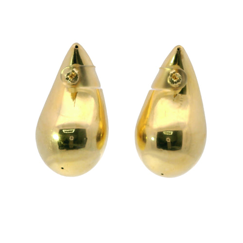 14KT Gold Earrings Extra Large Plain Puff Tear Drop with Push Back Post and Butterfly Backs