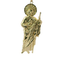 14KT Gold Charm Extra Large Halo Right Facing St Jude with Plain Bell