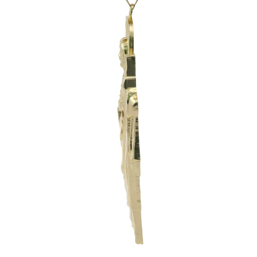14KT Gold Charm Extra Large Halo Right Facing St Jude with Plain Bell