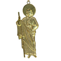 14KT Gold Charm Extra Large Halo Right Facing St Jude with Plain Bell