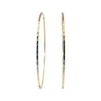 14KT Gold Earrings Tri Tone Flat Diamond Cut Hoops 2.5 Inch 1mm