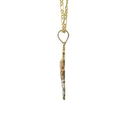 14KT Gold Charm Extra Small Tri Tone Caravaca Crucifix Cross with Rounded Base and Plain Bell