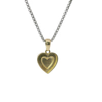 14KT Gold Charm Extra Small Engravable Greek Border Heart with Plain Bell