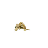 14KT Gold Earrings Extra Small Olive Green Heart with Dotted Border with Push Back Post and Butterfly Backs