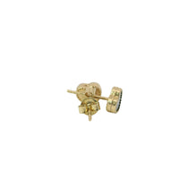 14KT Gold Earrings Extra Small Olive Green Heart with Dotted Border with Push Back Post and Butterfly Backs