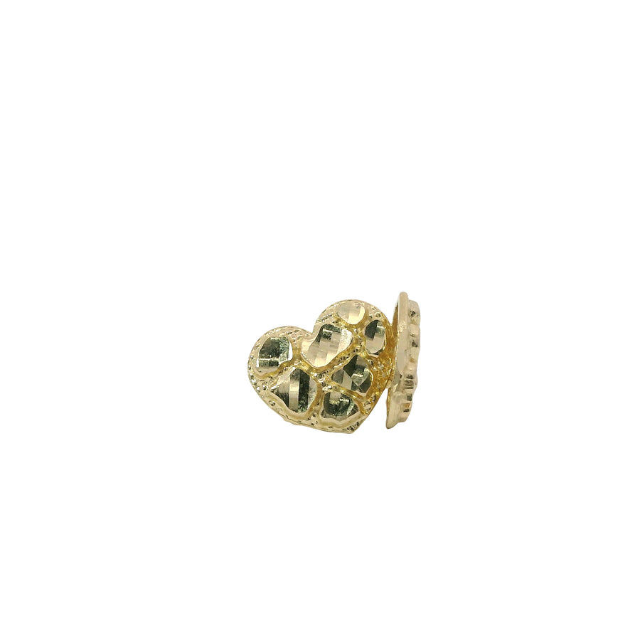 14KT Gold Earrings Extra Small Nugget Heart Shape with Push Back Post and Butterfly Backs