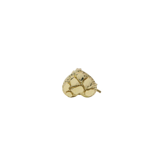 14KT Gold Earrings Extra Small Nugget Heart Shape with Push Back Post and Butterfly Backs