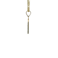 14KT Gold Charm Extra Small Two Tone St Jude Diamond Cut Lattice Square Archway and Plain Bell