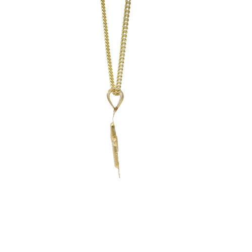 14KT Gold Charm Extra Small White CZ Stone Cross Center with Plain Open Buckle Ends Border and Plain Bell