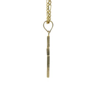 14KT Gold Charm Small Two Tone Open Center Nugget Square Ends Crucifix Cross with Plain Bell