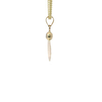 14KT Gold Charm Extra Small Oval Crucifix Sunray Coin with White CZ Stone Top and Plain Bell