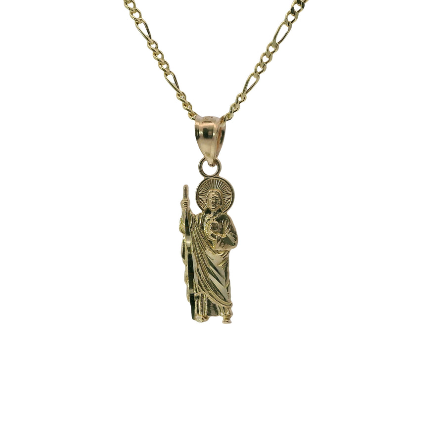 14KT Gold Charm Extra Small Sunray Right Facing St. Jude with Plain Bell