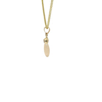 14KT Gold Charm Extra Small Two Tone Round Sunray Crucifix Coin with White CZ Stone Top and Plain Bell