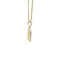14KT Gold Charm Extra Small Two Tone Virgin Mary Stripe Lattice Square Archway and Plain Bell