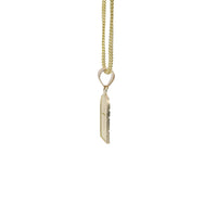 14KT Gold Charm Extra Small Two Tone Cross Diamond Cut Lattice Square Archway and Plain Bell