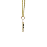 14KT Gold Charm Extra Small Two Tone St Lazarus Diamond Cut Lattice Square Archway and Plain Bell