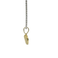 14KT Gold Charm Extra Small White CZ Stone Heart with Plain Oval Bell