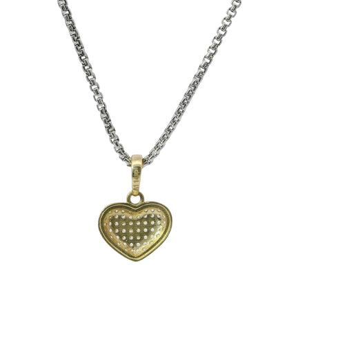 14KT Gold Charm Extra Small White CZ Stone Heart with Plain Oval Bell
