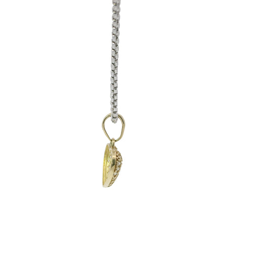 14KT Gold Charm Extra Small White CZ Stone Heart with Plain Oval Bell