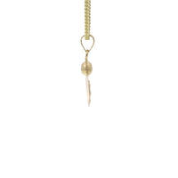 14KT Gold Charm Extra Small Tri Tone Round Graphic Crucifix Coin with White CZ Stone Top and Plain Bell