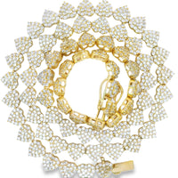 14KT Gold Chain Fancy White CZ Stone Hearts with White CZ Double Box Clasp 4mm
